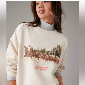AE Oversized Holiday Budweiser Graphic Sweatshirt size xl NWT